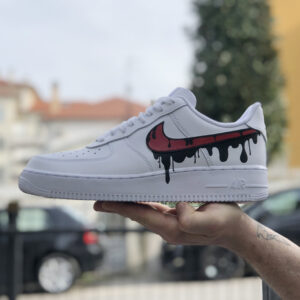 Nike Air Force One Custom Swoosh Goccia Rosso & Nero