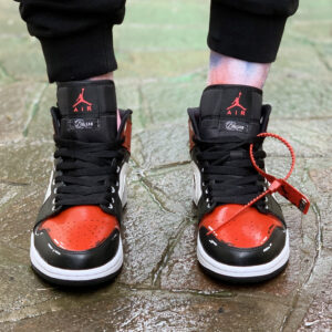 Nike Jordan 1 Custom Cartoon Dipinta A Mano Rosso & Nero