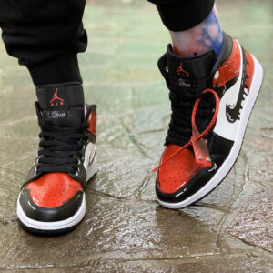 Nike Jordan 1 Custom Cartoon Dipinta A Mano Rosso & Nero