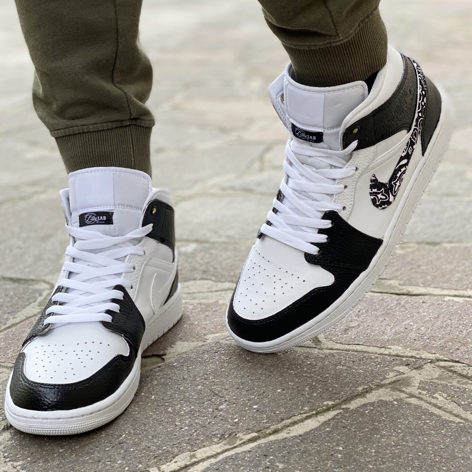 Nike Jordan 1 Custom Bandana Nera LLAB Scarpe Personalizzate