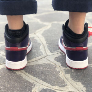 Nike Jordan 1 Custom Viola, Rosso Con Inserti & Laccetti Bianco