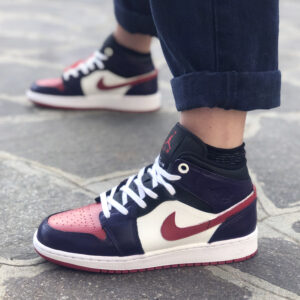 Nike Jordan 1 Custom Viola, Rosso Con Inserti & Laccetti Bianco