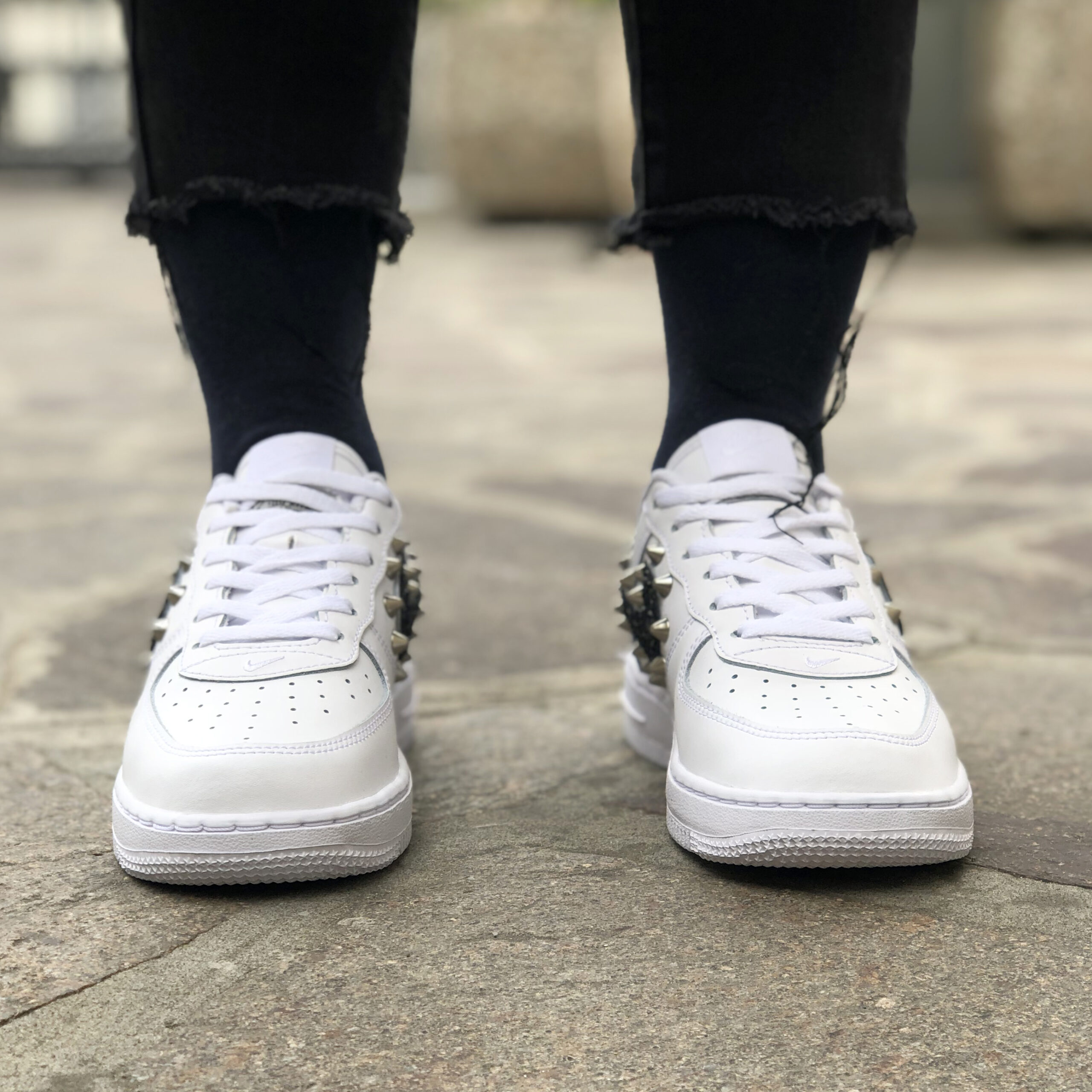 Nike Air Force One Custom Glitter Nero & Borchie