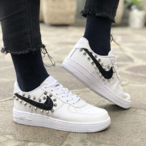 Nike Air Force One Custom Glitter Nero & Borchie