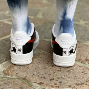 Nike Air Force One Custom Dipinte A Mano Onda Japan Nera