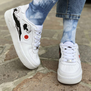 Nike Air Force One Custom Dipinte A Mano Onda Japan Nera