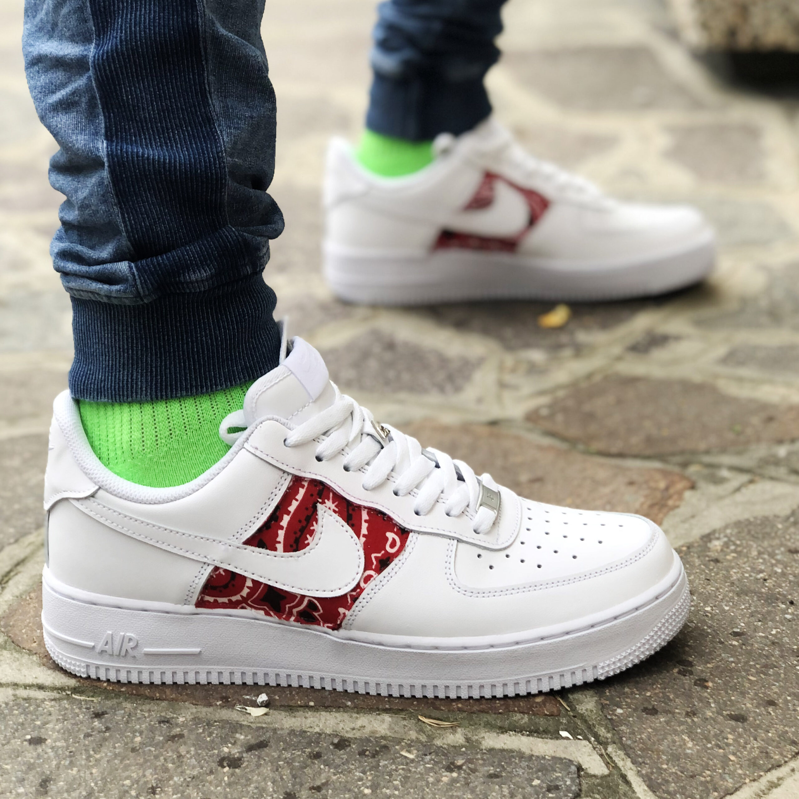 Air force 1 red bandana tie cheap