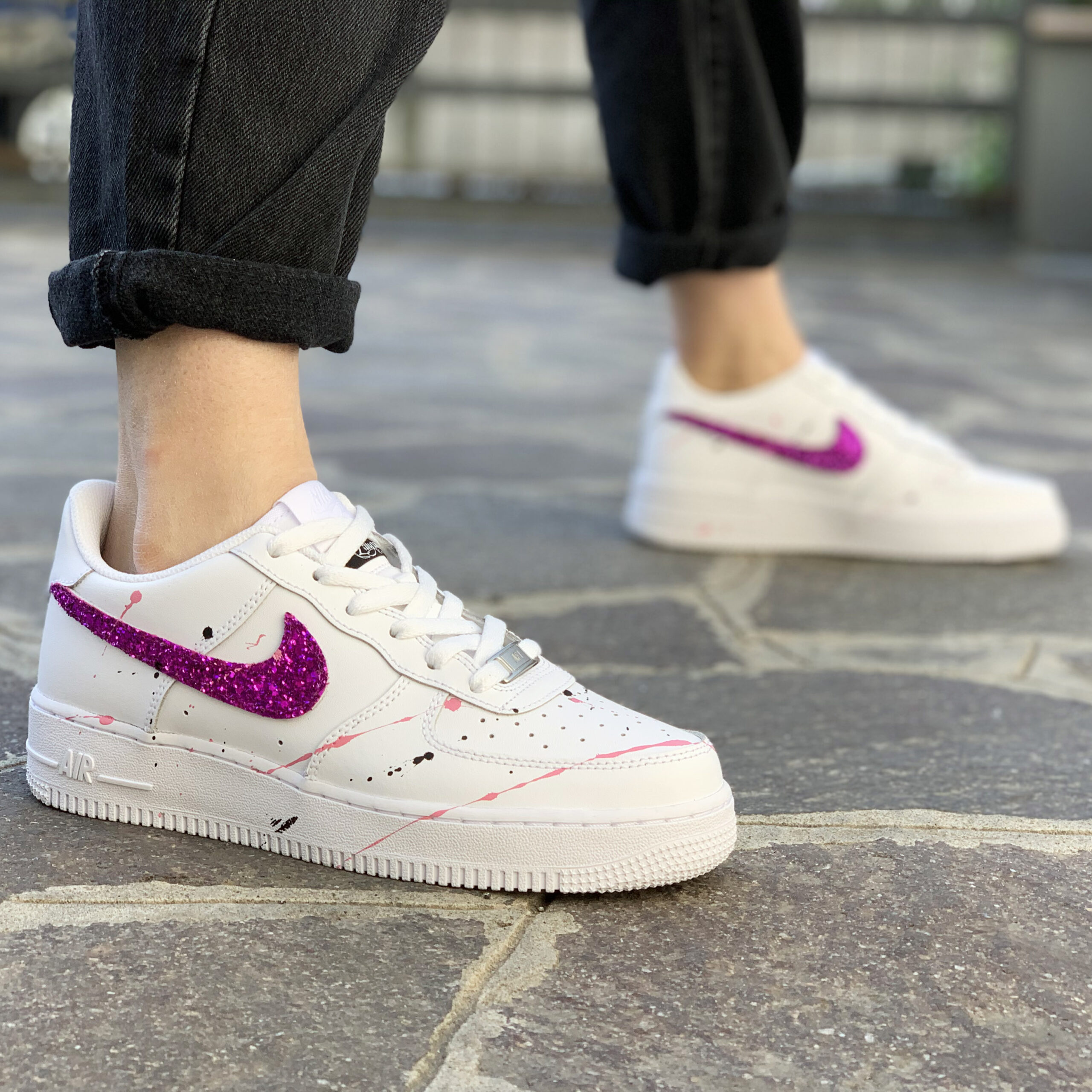 Nike Air Force One Custom Fucsia Rosa LLab Scarpe Personalizzate