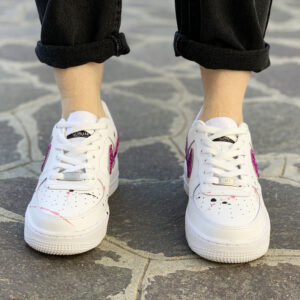 Nike Air Force One Custom Swoosh Glitter Fucsia & Sporcatura Rosa Nera