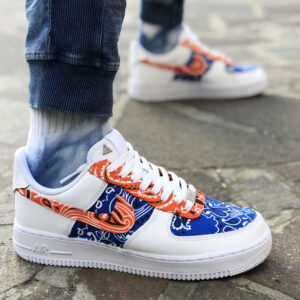 Nike Air Force One Custom Bandana Arancio & Blu