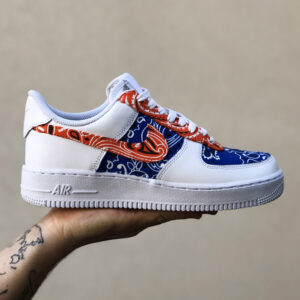 Nike Air Force One Custom Bandana Arancio & Blu