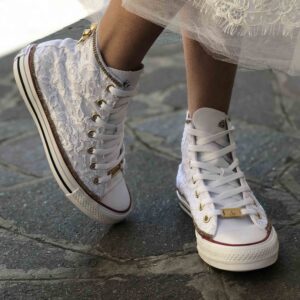 Converse All Star Personalizzate Sposa Strass Gold