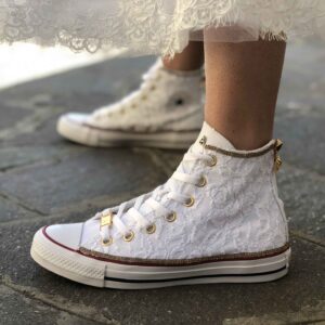 Converse All Star Personalizzate Sposa Strass Gold
