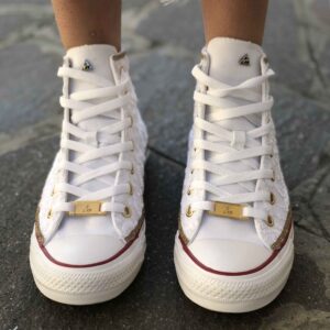 Converse All Star Personalizzate Sposa Strass Gold