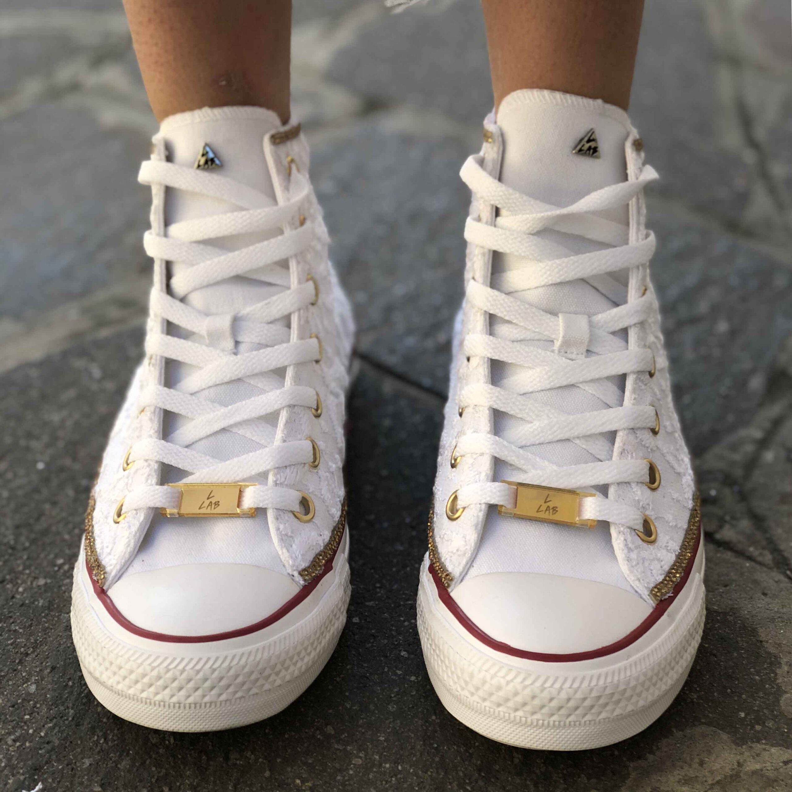 Converse All Star Personalizzate Sposa Strass Gold