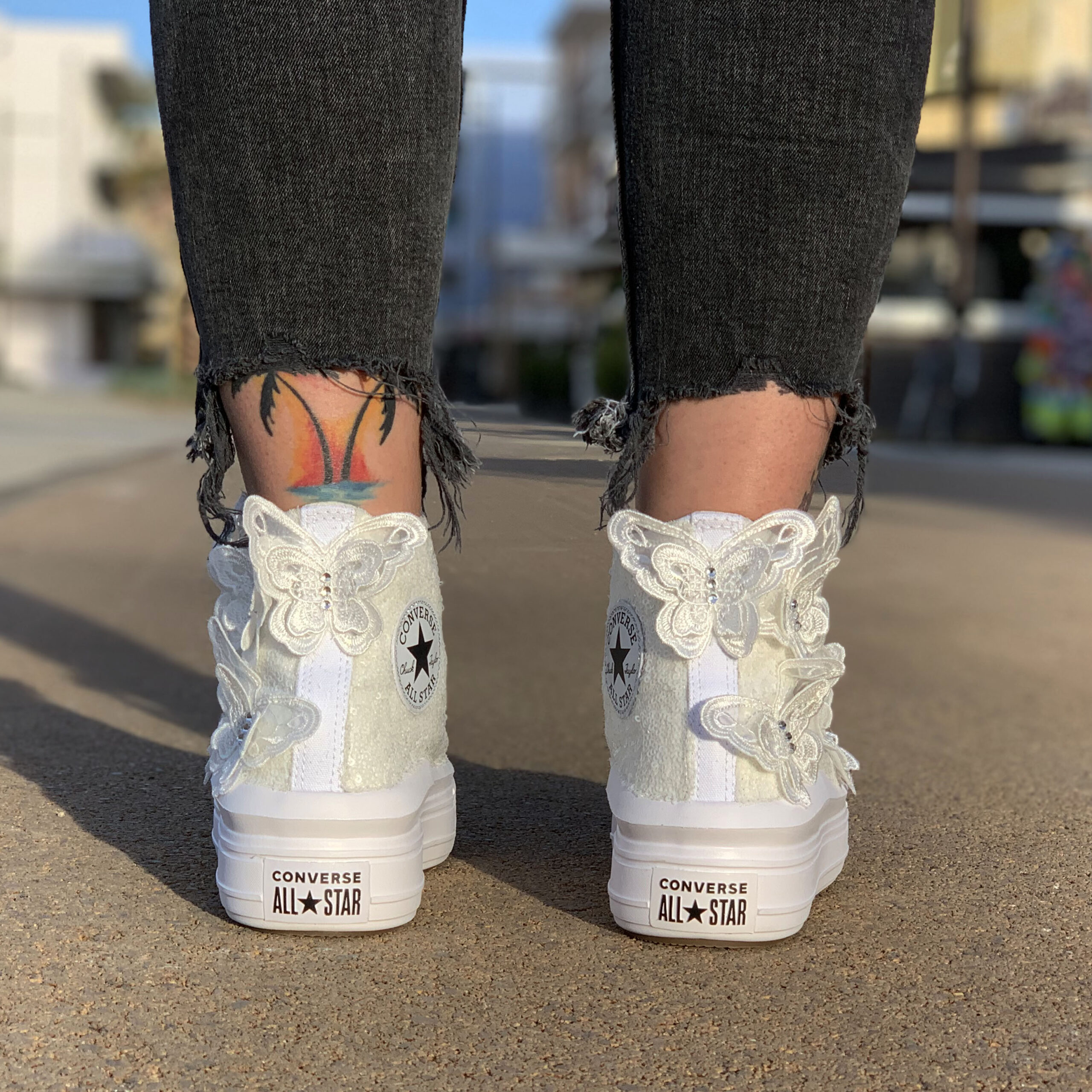 Converse Personalizzate Sposa Farfalle Strass LLab scarpe custom