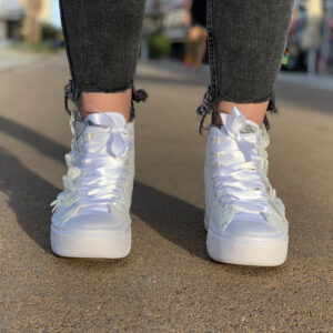 Converse Personalizzate Move Platform Matrimonio Con Farfalle, Strass Paillettes e Raso