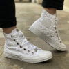 Converse All Star Personalizzate Laccetti Bianchi Raso & Macrame