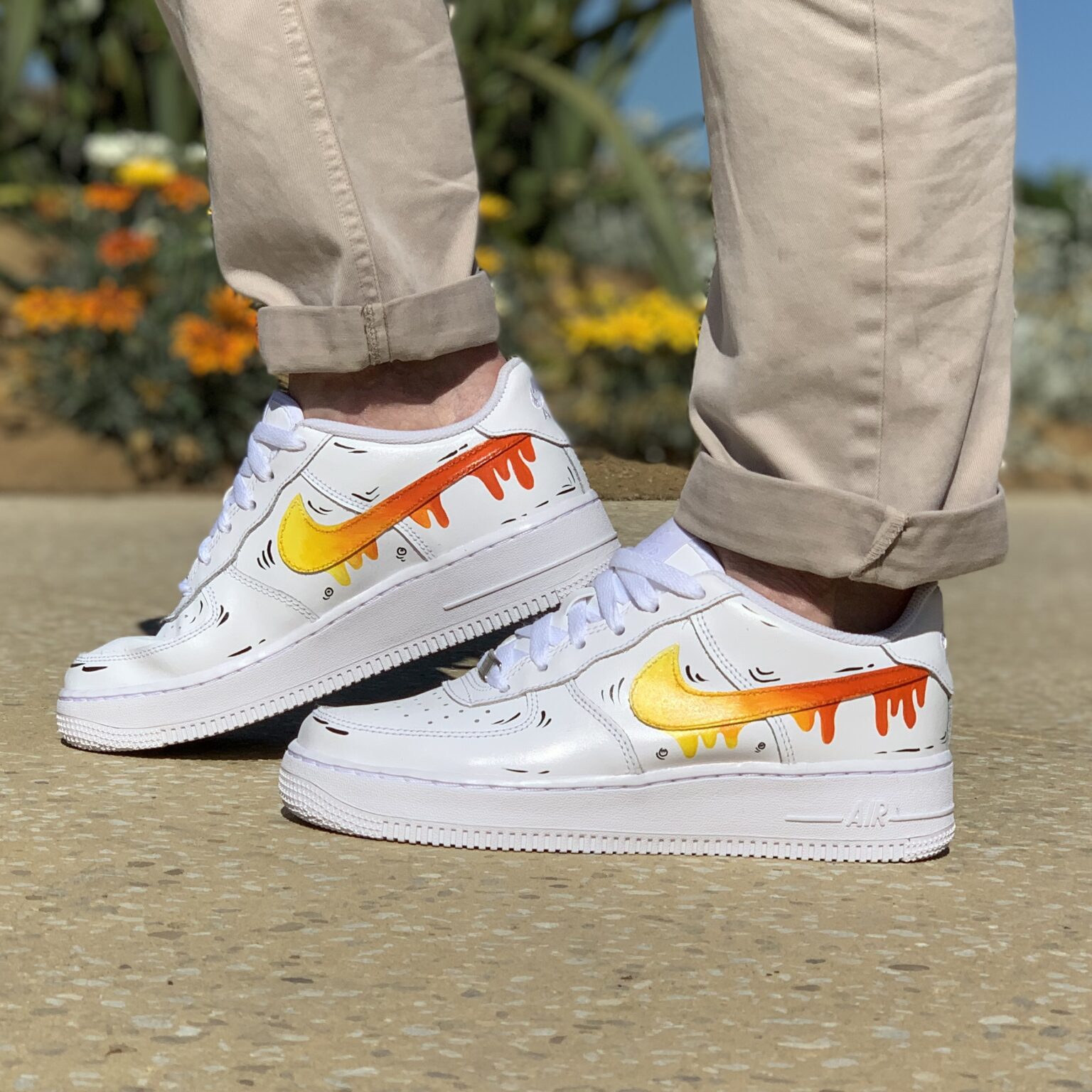 Nike Air Force One Custom Swoosh Rosso & Giallo | LLab Scarpe Custom