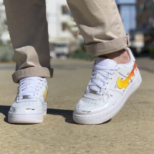 Nike Air Force One Custom Swoosh Sfumato Rosso & Giallo