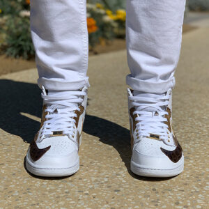 Nike Jordan 1 Custom Doppio Swoosh Pelle & Oro