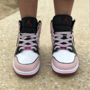 Nike Jordan 1 Custom Rosa Nero Swoosh Glitter & Squamato