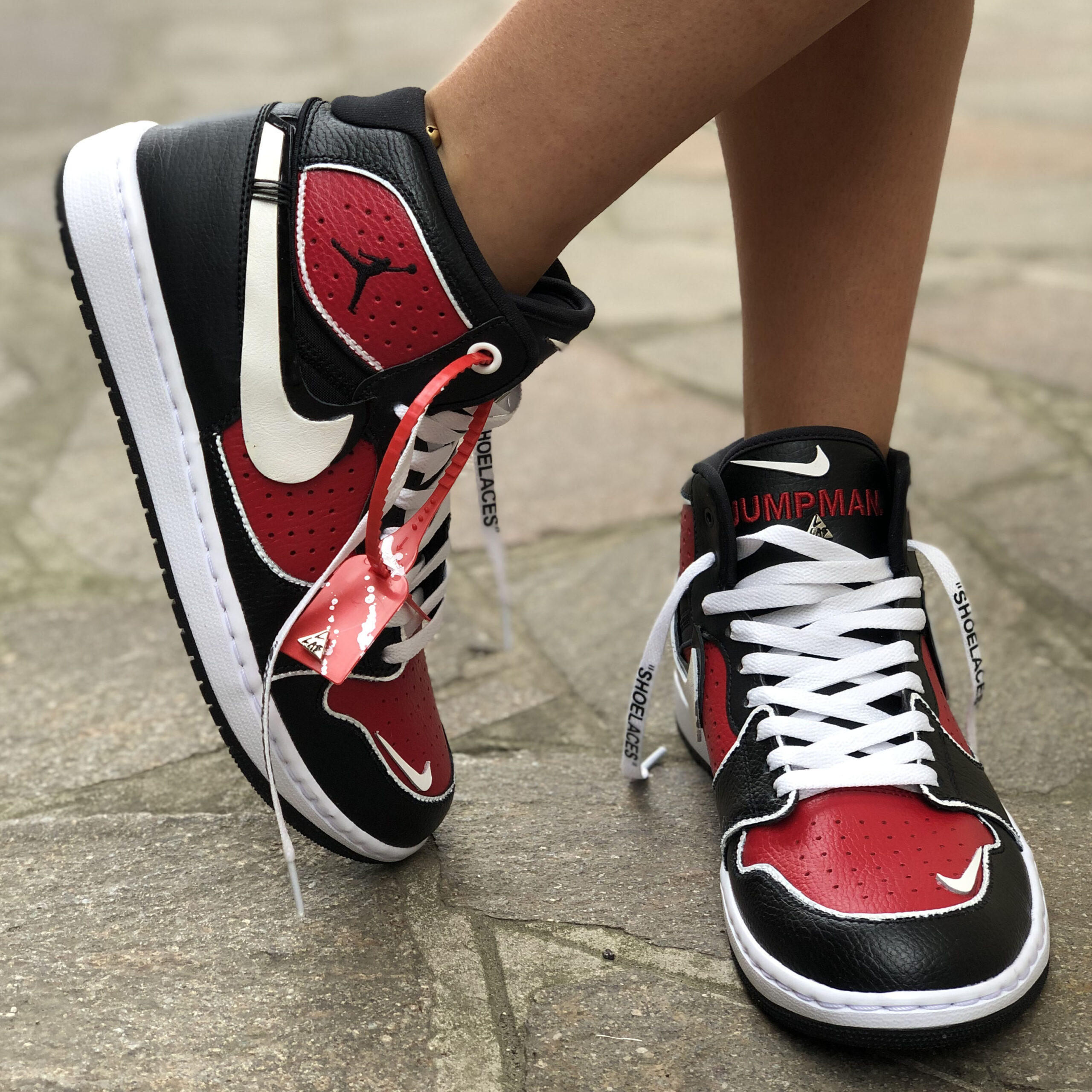 Nike Jordan Custom Doppio Swoosh & Laccetti Bianchi VA