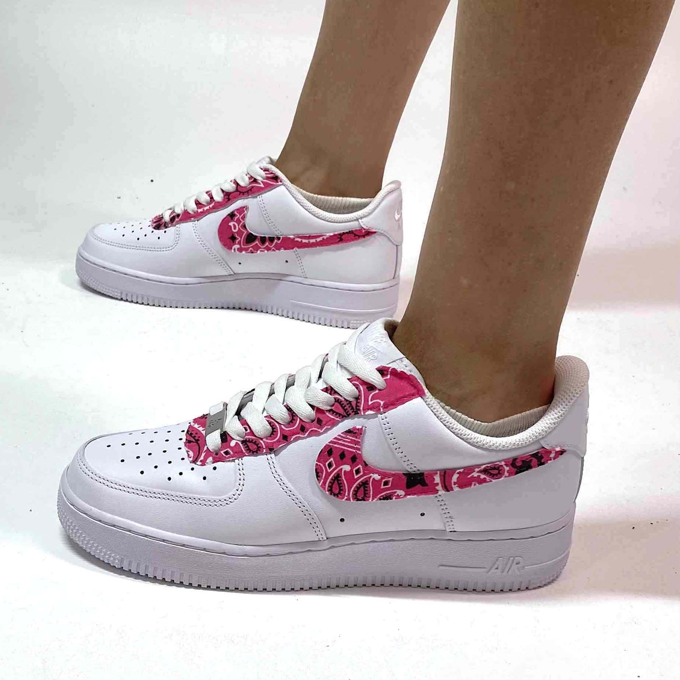 Nike Air Force One Custom Bandana Rosa LLab Scarpe Personalizzate