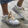 Nike Air Force One Custom Délavé Swoosh Glitter Oro