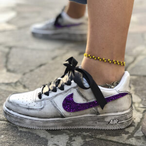 Nike Air Force One Custom Délavé Swoosh Glitter Viola