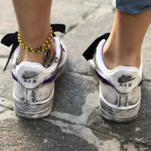 Nike Air Force One Custom Délavé Swoosh Glitter Viola