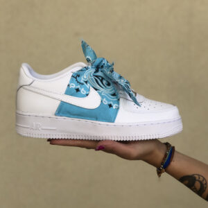 Nike Air Force One Custom Bandana Azzurra Con Fiocco