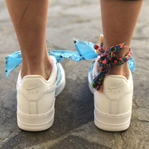 Nike Air Force One Custom Bandana Azzurra Con Fiocco