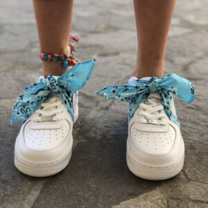 Nike Air Force One Custom Bandana Azzurra Con Fiocco