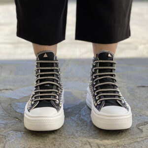 Converse All Star Personalizzate Platform Move Borchie Strass & Laccio Strass