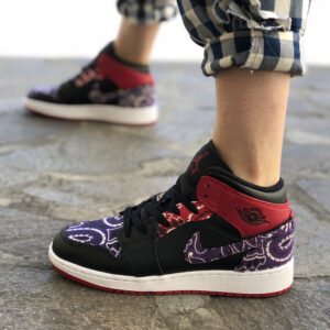 Nike Jordan 1 Custom Bandana Viola & Rossa