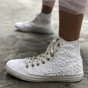 Converse All Star Personalizzate Sposa Laccetti Bianchi - White Lace Luxury