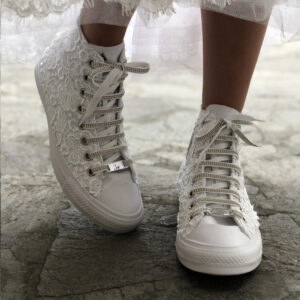 Converse All Star Personalizzate Sposa Laccetti Bianchi - White Lace Luxury