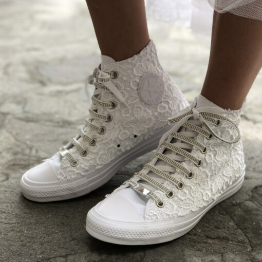 Converse All Star Personalizzate Sposa Laccetti Bianchi - White Lace Luxury