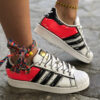 Adidas Superstar Personalizzate Cartoon Dipinte A Mano Arancio Fluo