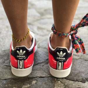 Adidas Superstar Personalizzate Cartoon Dipinte A Mano Arancio Fluo
