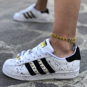 Adidas Superstar Personalizzate Borchie Oro, Glitter & Sporcatura Nero