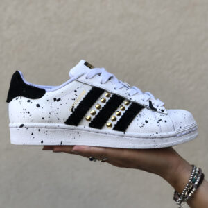 Adidas Superstar Personalizzate Borchie Oro, Glitter & Sporcatura Nero