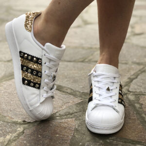 Adidas Superstar Personalizzate Glitter Oro & Strass