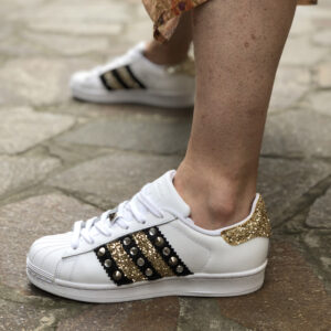 Adidas Superstar Personalizzate Glitter Oro & Strass