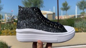 Converse All Star Personalizzate Platform Move Glitter Sale Pepe e Laccetti in Raso