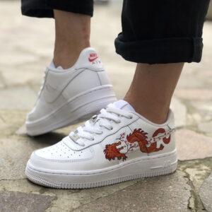 Nike Air Force One Custom Dipinte A Mano Red Dragon