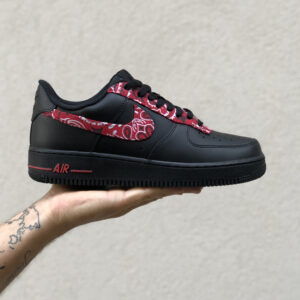 Nike Air Force One Custom Black Bandana Rossa