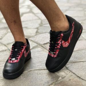 Nike Air Force One Custom Black Bandana Rossa