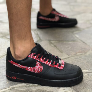 Nike Air Force One Custom Black Bandana Rossa